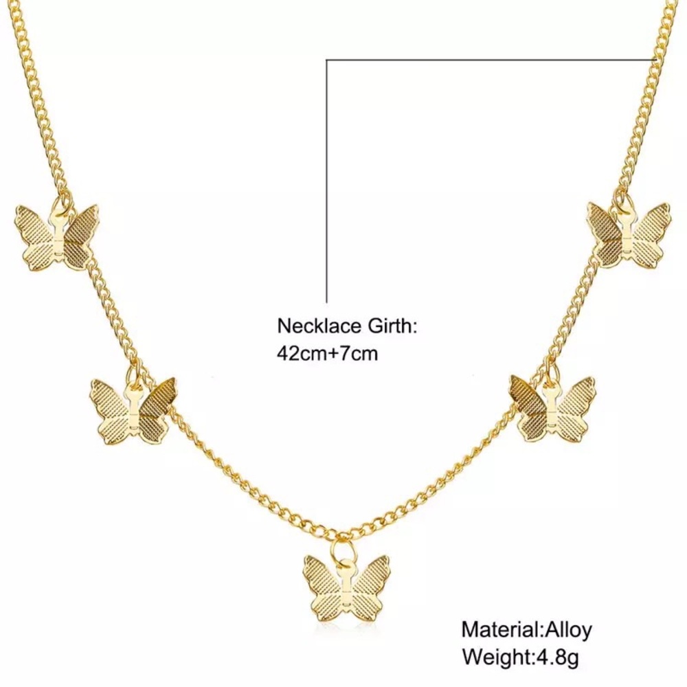 "Summer Bliss" Butterfly Hippie Festival Minimalist Gold Silver Choker Necklace - Picture 11 of 11